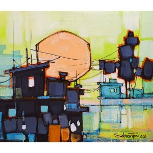 Salman Farooqi, 14 x 16 Inch, Acrylic on Canvas, Cityscape Painting, AC-SF-425